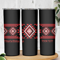 Aotearoa Atua Tumatauenga Personalised Skinny Tumbler Maori God Of War Taniko Motifs LT14 - Polynesian Pride