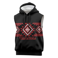 Aotearoa Atua Tumatauenga Personalised Sleeveless Hoodie Maori God Of War Taniko Motifs LT14 Red - Polynesian Pride