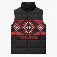 Aotearoa Atua Tumatauenga Personalised Sleeveless Puffer Jacket Maori God Of War Taniko Motifs LT14 Unisex Red - Polynesian Pride
