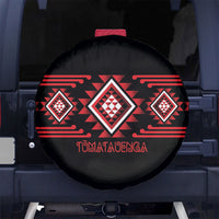 Aotearoa Atua Tumatauenga Spare Tire Cover Maori God Of War Taniko Motifs LT14 No hole Red - Polynesian Pride