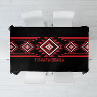 Aotearoa Atua Tumatauenga Tablecloth Maori God Of War Taniko Motifs LT14 Red - Polynesian Pride