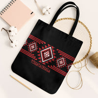 Aotearoa Atua Tumatauenga Tote Bag Maori God Of War Taniko Motifs LT14 Black Strap One Size Red - Polynesian Pride
