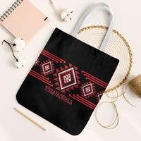Aotearoa Atua Tumatauenga Tote Bag Maori God Of War Taniko Motifs LT14 White Strap One Size Red - Polynesian Pride