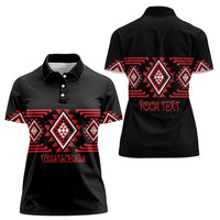 Aotearoa Atua Tumatauenga Personalised Women Polo Shirt Maori God Of War Taniko Motifs LT14 - Polynesian Pride
