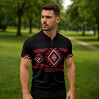 Aotearoa Atua Tumatauenga Personalised Zipper Polo Shirt Maori God Of War Taniko Motifs LT14 - Polynesian Pride