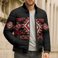Aotearoa Atua Ruaumoko Personalised Bomber Puffer Jacket Maori Powerful God Taniko Motifs LT14 - Polynesian Pride