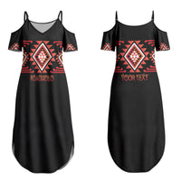 Aotearoa Atua Ruaumoko Personalised Couples Matching Summer Maxi Dress and Long Sleeve Button Shirt Maori Powerful God Taniko Motifs LT14 - Polynesian Pride