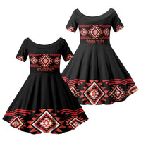 Aotearoa Atua Ruaumoko Personalised Family Matching Long Sleeve Bodycon Dress and Hawaiian Shirt Maori Powerful God Taniko Motifs LT14 Daughter's Dress Orange - Polynesian Pride