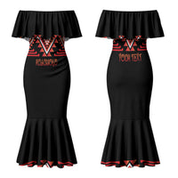 Aotearoa Atua Ruaumoko Personalised Family Matching Mermaid Dress and Hawaiian Shirt Maori Powerful God Taniko Motifs LT14 Mom's Dress Orange - Polynesian Pride