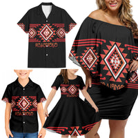 Aotearoa Atua Ruaumoko Personalised Family Matching Off Shoulder Short Dress and Hawaiian Shirt Maori Powerful God Taniko Motifs LT14 - Polynesian Pride