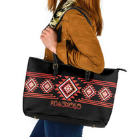 Aotearoa Atua Ruaumoko Leather Tote Bag Maori Powerful God Taniko Motifs LT14 Orange - Polynesian Pride