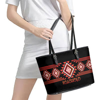 Aotearoa Atua Ruaumoko Leather Tote Bag Maori Powerful God Taniko Motifs LT14 - Polynesian Pride