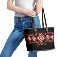 Aotearoa Atua Ruaumoko Leather Tote Bag Maori Powerful God Taniko Motifs LT14 - Polynesian Pride