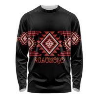 Aotearoa Atua Ruaumoko Personalised Long Sleeve Shirt Maori Powerful God Taniko Motifs LT14 Unisex Orange - Polynesian Pride