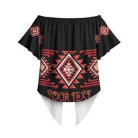Aotearoa Atua Ruaumoko Personalised Off Shoulder Wrap Waist Top Maori Powerful God Taniko Motifs LT14 - Polynesian Pride