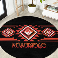 Aotearoa Atua Ruaumoko Round Carpet Maori Powerful God Taniko Motifs LT14 Orange - Polynesian Pride