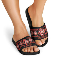 Aotearoa Atua Ruaumoko Slide Sandals Maori Powerful God Taniko Motifs LT14 - Polynesian Pride