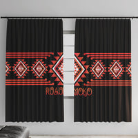 Aotearoa Atua Ruaumoko Window Curtain Maori Powerful God Taniko Motifs LT14 With Hooks Orange - Polynesian Pride