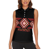 Aotearoa Atua Ruaumoko Personalised Women Sleeveless Polo Shirt Maori Powerful God Taniko Motifs LT14 - Polynesian Pride