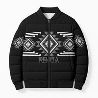 Aotearoa Atua Rehua Personalised Bomber Puffer Jacket Maori God Of Healing Taniko Motifs LT14 Unisex Grey - Polynesian Pride