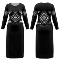 Aotearoa Atua Rehua Personalised Couples Matching Long Sleeve Bodycon Dress and Hawaiian Shirt Maori God Of Healing Taniko Motifs LT14 - Polynesian Pride