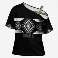 Aotearoa Atua Rehua Personalised Cross Shoulder Shirt Maori God Of Healing Taniko Motifs LT14 Female Grey - Polynesian Pride