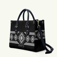 Aotearoa Atua Rehua Leather Bag Maori God Of Healing Taniko Motifs LT14 Grey - Polynesian Pride