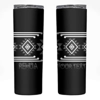 Aotearoa Atua Rehua Personalised Skinny Tumbler Maori God Of Healing Taniko Motifs LT14 Grey - Polynesian Pride