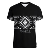 Aotearoa Atua Rehua Personalised Women V-Neck T-Shirt Maori God Of Healing Taniko Motifs LT14 Female Grey - Polynesian Pride