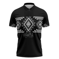 Aotearoa Atua Rehua Personalised Zipper Polo Shirt Maori God Of Healing Taniko Motifs LT14 Grey - Polynesian Pride