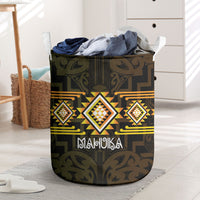 Aotearoa Atua Mahuika Laundry Basket Maori Goddess Of Fire Taniko Motifs LT14 Yellow - Polynesian Pride