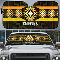 Aotearoa Atua Mahuika Auto Sun Shade Maori Goddess Of Fire Taniko Motifs LT14 Yellow - Polynesian Pride