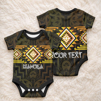 Aotearoa Atua Mahuika Personalised Baby Onesie Maori Goddess Of Fire Taniko Motifs
