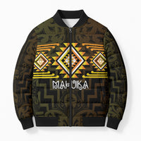 Aotearoa Atua Mahuika Personalised Bomber Puffer Jacket Maori Goddess Of Fire Taniko Motifs LT14 Unisex Yellow - Polynesian Pride