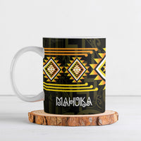 Aotearoa Atua Mahuika Personalised Ceramic Mug Maori Goddess Of Fire Taniko Motifs LT14 Yellow - Polynesian Pride
