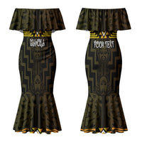 Aotearoa Atua Mahuika Personalised Couples Matching Mermaid Dress and Long Sleeve Button Shirt Maori Goddess Of Fire Taniko Motifs LT14 - Polynesian Pride