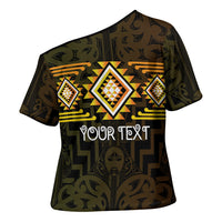 Aotearoa Atua Mahuika Personalised Cross Shoulder Shirt Maori Goddess Of Fire Taniko Motifs LT14 - Polynesian Pride
