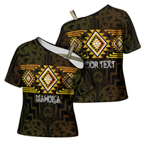 Aotearoa Atua Mahuika Personalised Cross Shoulder Shirt Maori Goddess Of Fire Taniko Motifs LT14 - Polynesian Pride