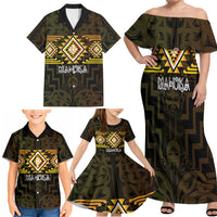 Aotearoa Atua Mahuika Personalised Family Matching Off Shoulder Maxi Dress and Hawaiian Shirt Maori Goddess Of Fire Taniko Motifs LT14 - Polynesian Pride