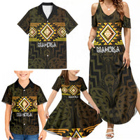 Aotearoa Atua Mahuika Personalised Family Matching Summer Maxi Dress and Hawaiian Shirt Maori Goddess Of Fire Taniko Motifs LT14 - Polynesian Pride