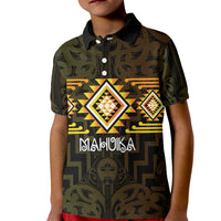 Aotearoa Atua Mahuika Personalised Kid Polo Shirt Maori Goddess Of Fire Taniko Motifs LT14 Kid Yellow - Polynesian Pride