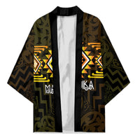 Aotearoa Atua Mahuika Personalised Kimono Maori Goddess Of Fire Taniko Motifs LT14 Unisex Yellow - Polynesian Pride