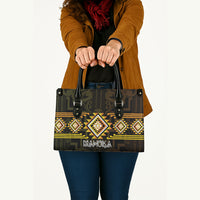 Aotearoa Atua Mahuika Leather Bag Maori Goddess Of Fire Taniko Motifs LT14 - Polynesian Pride