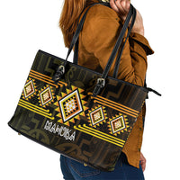 Aotearoa Atua Mahuika Leather Tote Bag Maori Goddess Of Fire Taniko Motifs LT14 - Polynesian Pride