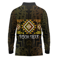 Aotearoa Atua Mahuika Personalised Long Sleeve Polo Shirt Maori Goddess Of Fire Taniko Motifs LT14 - Polynesian Pride