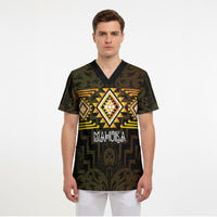 Aotearoa Atua Mahuika Personalised Scrub Top Maori Goddess Of Fire Taniko Motifs LT14 - Polynesian Pride