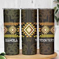 Aotearoa Atua Mahuika Personalised Skinny Tumbler Maori Goddess Of Fire Taniko Motifs LT14 - Polynesian Pride