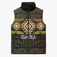 Aotearoa Atua Mahuika Personalised Sleeveless Puffer Jacket Maori Goddess Of Fire Taniko Motifs LT14 Unisex Yellow - Polynesian Pride