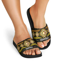 Aotearoa Atua Mahuika Slide Sandals Maori Goddess Of Fire Taniko Motifs LT14 - Polynesian Pride