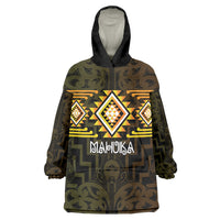 Aotearoa Atua Mahuika Personalised Wearable Blanket Hoodie Maori Goddess Of Fire Taniko Motifs LT14 One Size Yellow - Polynesian Pride